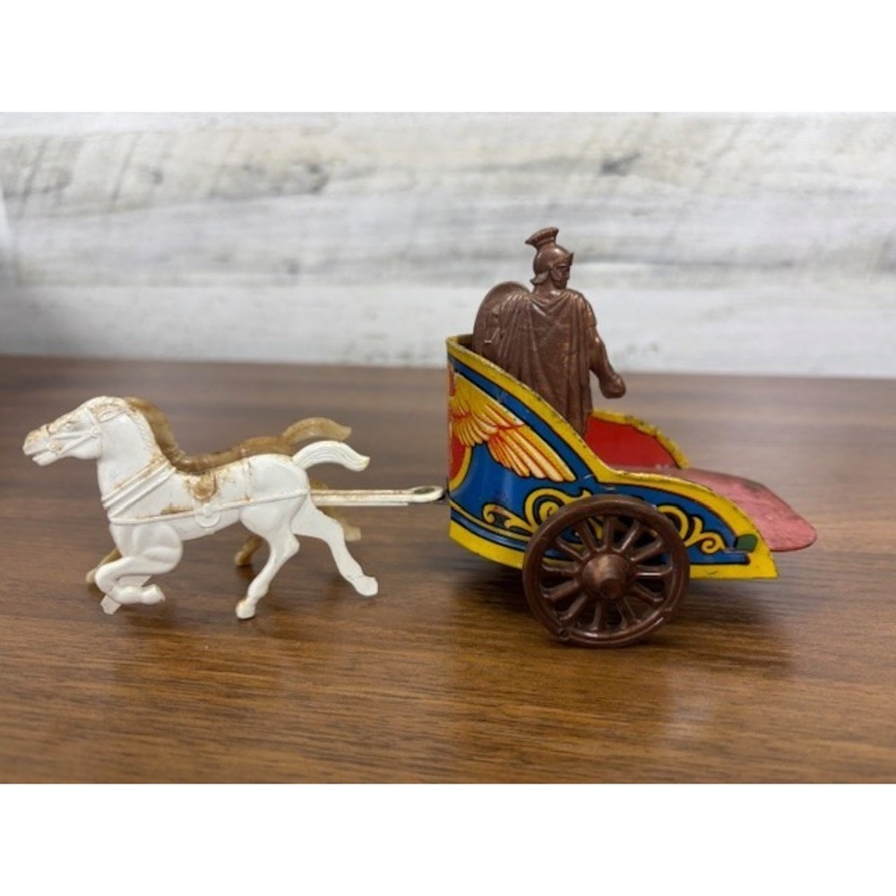 Ben Hur Antique Chariot‎ and Horses. Metal Chariot US Toy Manufacturing